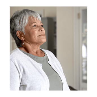 woman breathing in deeply