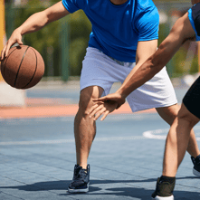 two men playing basketball